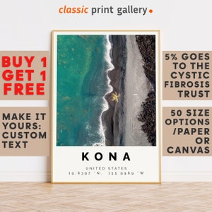 Kona Print,Kona Wall Art,Kona Colorful Poster,Personalized Birthday Beach Travel Gift Coastal Photography Usa 14632