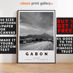 Gabon Poster Black and White Print, Gabon Wall Art, Gabon Photo Print, Gabon Gift Travel Decor,Africa,6252
