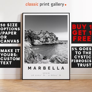 Marbella Poster Black and White Print, Marbella Wall Art, Marbella Travel Poster, Marbella Photo Print, Andalusia, Spain, España, 2825