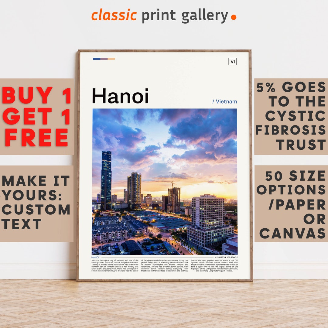 Hanoi Print, Hanoi Wall Art, Hanoi Color Poster With Text, Personalized ...