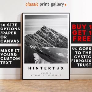 Hintertux Poster Black and White Print, Hintertux Wall Art, Hintertux Travel Poster, Hintertux Photo Print, Travel Home Decor,Austria,5687