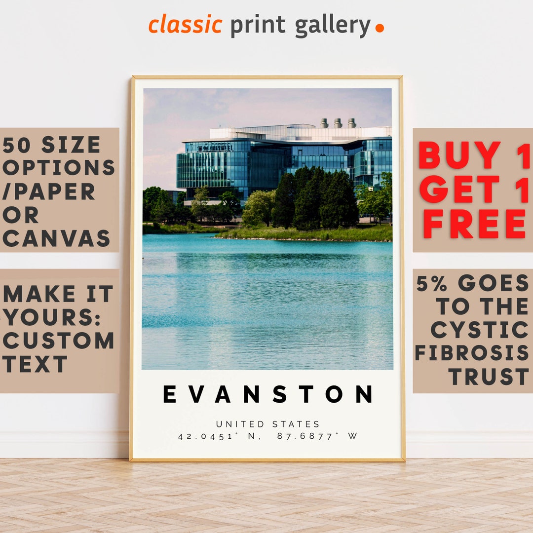 Evanston Poster Colorful Print, Evanston Wall Art, Evanston Photo Decor