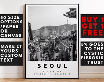 Seoul Print Black and White Photo, Seoul Wall Art, Seoul Travel Poster, Seoul Photo Print, South Korea Wall Art Decor, 4192