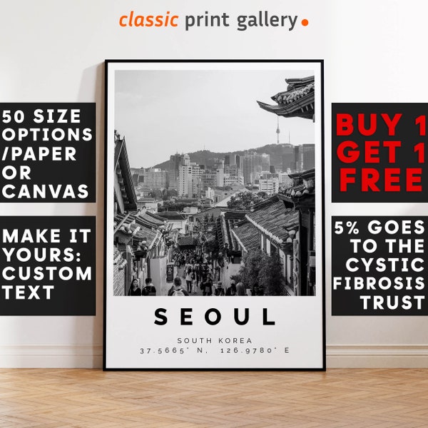 Seoul Print Black and White Photo, Seoul Wall Art, Seoul Travel Poster, Seoul Photo Print, South Korea Wall Art Decor, 4192