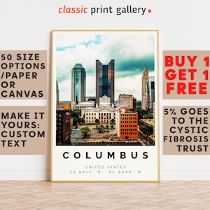 Columbus Poster Colorful Print, Columbus Wall Art, Columbus Photo Decor, Columbus Gift Travel Print,Ohio,Birthday Gift,7895