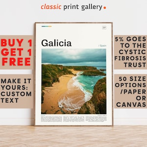 Galicia Print, Galicia Wall Art, Galicia Color Poster With Text, Personalized Birthday Travel Gift Present Photography  Artwork,Spain 11719b