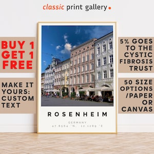 Rosenheim Print,Rosenheim Wall Art,Rosenheim Colorful Poster,Personalized Birthday Travel Gift Present Artwork Germany 14053