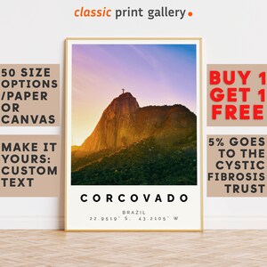 Corcovado Poster Colorful Print, Corcovado Wall Art, Corcovado Photo Decor, Corcovado Gift Travel Print,Brazil,Travel Poster Decor,10088