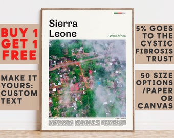 Sierra Leone Print, Sierra Leone Wall Art, Sierra Leone Color Poster With Text, Personalized Birthday Travel Gift, West Africa 12242b1