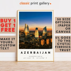 Azerbaijan Print Colorful Poster|Azerbaijan Wall Art|Azerbaijan Travel Poster Gift|Travel Photography|Azerbaijan|16119b