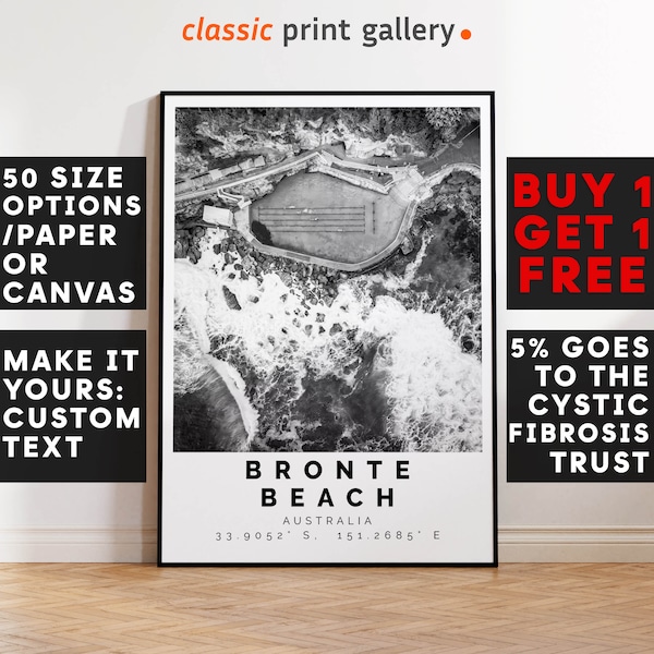 Bronte Beach Poster Black and White Print, Bronte Beach Wall Art,Bronte Beach Travel Poster, Bronte Beach Photo Print Sydney, Australia,5423