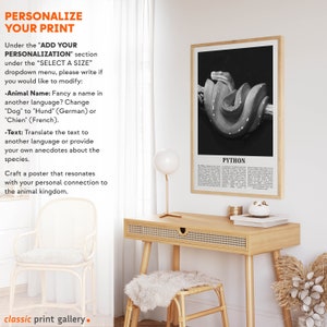 Python Print, Python Wall Art Poster, Black White Classroom Teacher Gift Present Kids Room Nursery Photography Artwork Biology Art 14777a afbeelding 4