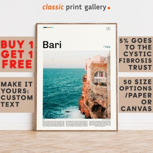 Bari Print, Bari Wall Art, Bari Color Poster With Text, Personalized Birthday Travel Gift Present Photography  Artwork,Italy 11480b1
