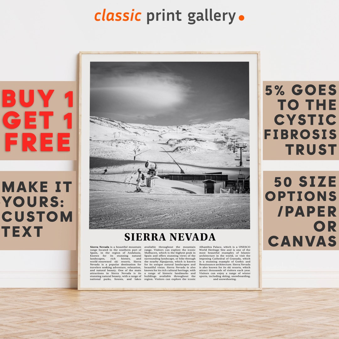 Sierra Nevada Print, Sierra Nevada Wall Art, Sierra Nevada Black and ...