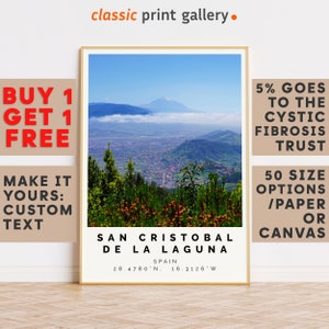 San Cristobal de La Laguna Print Wall Art Colorful Poster,Personalized Birthday Travel Gift Present Photography Artwork Spain 12718