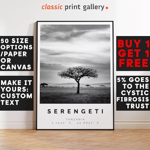 Serengeti Poster Black and White Print, Serengeti Wall Art, Serengeti Travel Poster, Serengeti Photo Print, Tanzania,4756