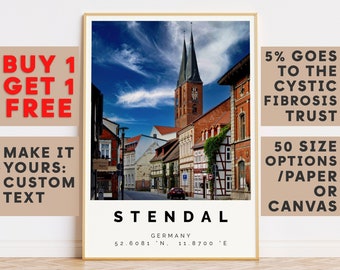 Stendal Print,Stendal Wall Art,Stendal Colorful Poster,Personalized Birthday Travel Gift Present Photography Germany 14089