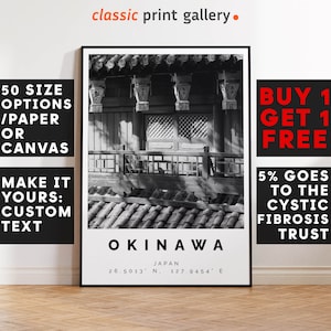 Okinawa Poster Black and White Print, Okinawa Wall Art, Okinawa Travel Photo, Okinawa Map, Japan Poster, Japan Print, 4485