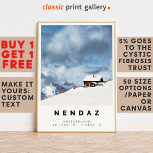 Skiing Print,Nendaz Print,Nendaz Wall Art,Nendaz Colorful Poster,Winter Travel Present,Mountain Wall Art,Switzerland 14805