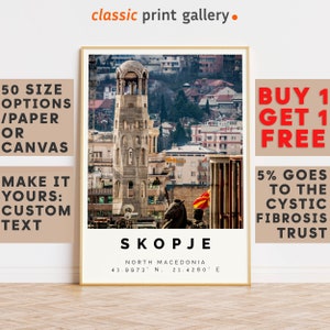 Skopje Poster Colorful Print, Skopje Wall Art, Skopje Photo Decor, Skopje Gift Travel Print,Housewarming Gift,Travel Gift,8551