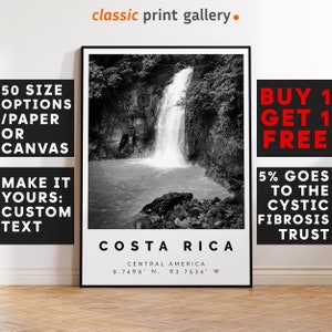 Costa Rica Poster Black and White Print, Costa Rica Wall Art, Costa Rica Travel Poster Photo, Costa Rica Map,Scenic, Beach, Coast, Art,3320