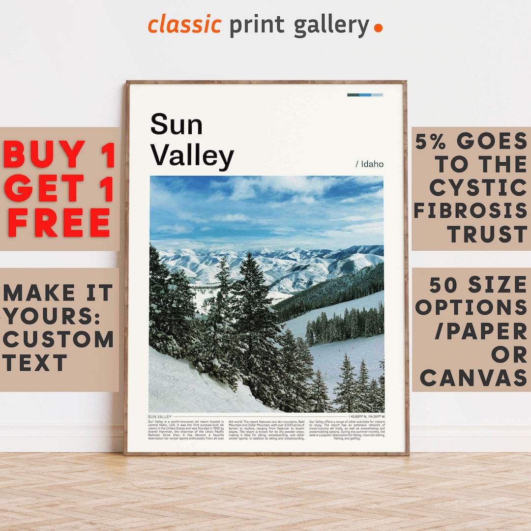 Sun Valley Print, Sun Valley Wall Art, Sun Valley Color Poster With ...