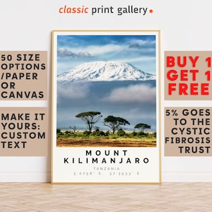 Mount Kilimanjaro Poster Colorful Print, Mount Kilimanjaro Wall Art, Mount Kilimanjaro Photo Decor Gift Travel Print,Rombo, Tanzania,7539