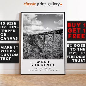 West Virginia Print Black and White Photo, West Virginia Wall Art, West Virginia Travel Poster, USA Wall Art, USA Decor, 3874