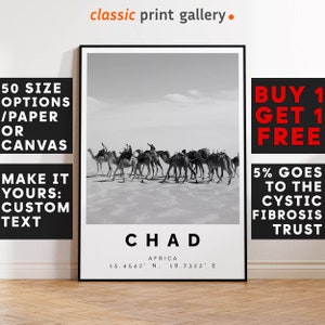Chad Poster Black and White Print, Chad Wall Art, Chad Photo Print, Chad Gift Travel Decor,Africa,6237