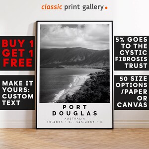 Port Douglas Print,Port Douglas Wall Art,Port Douglas BW Poster,Personalized Birthday Beach Travel Gift Coastal Australia 14693a