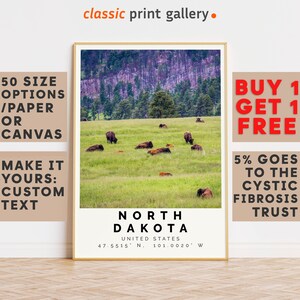 North Dakota Poster Colorful Print, North Dakota Wall Art, North Dakota Photo Decor, North Dakota Gift Travel Print,Holiday Art,9690