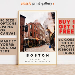 Boston Poster Colorful Print, Boston Wall Art, Boston Photo Decor, Boston Gift Travel Print,Massachusetts, Suffolk,Travel Poster Decor,7373