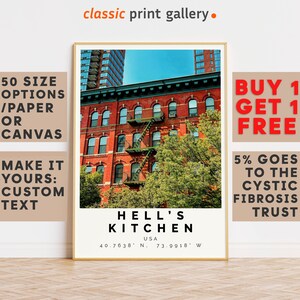 Hell's Kitchen Poster Colorful Print, Hell's Kitchen Wall Art, Photo Decor, Gift Travel Print,New York,Gift For Travel Lover,Travel Art,8111
