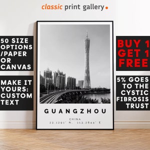 Guangzhou Poster,Guangzhou Print,Guangzhou Photo,Guangzhou Wall Art, Traveller Gift, Scenic Poster, Black and White Photographic Art, 3512
