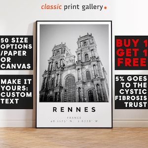 Rennes Print Black and White Photo, Rennes Wall Art, Rennes Travel Poster, Rennes Photo Print, France Wall Art, France Decor, 4300