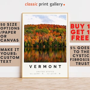 Vermont Poster Colorful Print, Vermont Wall Art, Vermont Photo Decor, Vermont Gift Travel Print,Vintage Art Print,8374
