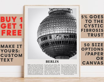 Berlin Print, Berlin Wall Art, Berlin Black and White Poster, Personalized Birthday Travel Gift Present Photography Germany 11497a4