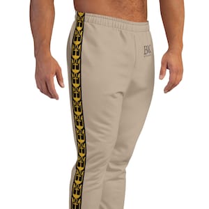 BRK Apparel Tan Joggers with Gold Was Ankh Nebu Symbol - Stylish and Cultural