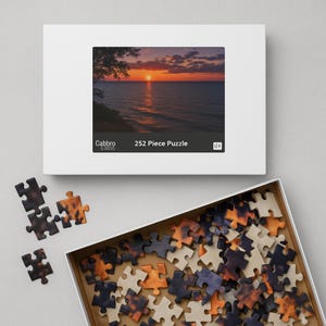Sunset Over Lake Erie Jigsaw Puzzle 110 to 1014 Pieces Nature Landscape Puzzle with Gift Box Great Gift for Puzzle Lovers