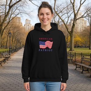 American Patriot Hoodie: USA Flag Pullover Sweatshirt, 4th of July Gift