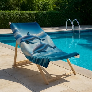 Dolphin Beach Towel: Vibrant Blue Ocean Design, Summer Swim Towel