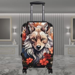 Fox Spirit Floral Suitcase: Durable PC Shell Luggage with 360 Wheels