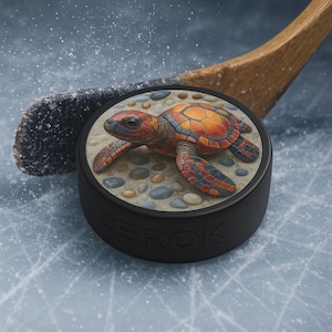 Sea Turtle Art Hockey Puck Ocean Wildlife Design Collectible Gift