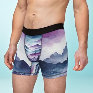 Custom Men&#39;s Boxer Briefs: Soft Stretch Fabric, Mountainscape Design