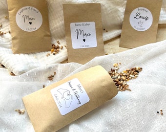Bird seed bag customizable guest gift baptism, wedding, mistress gift, nanny, bachelorette party, event