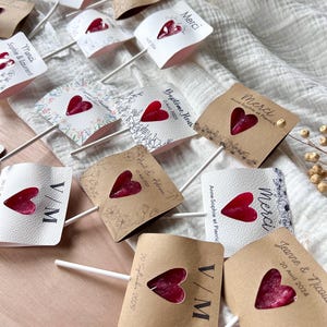 Customizable heart lollipop guest gift baptism, wedding, birthday, event