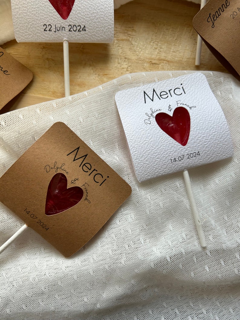 Sucette cœur personnalisable cadeau invité baptême, mariage, anniversaire, événement image 3