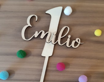 Personalized Birthday Wooden Cake Topper | Cake topper with name | Cake marker with number for children and adults