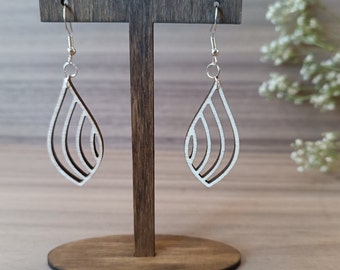 Ohrringe aus Holz | Hänger aus 925 Sterling Silber | Handgemachter Schmuck | Tropfen 10