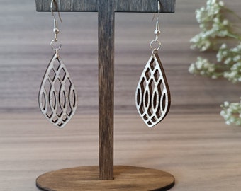 Ohrringe aus Holz | Hänger aus 925 Sterling Silber | Handgemachter Schmuck | Tropfen 7